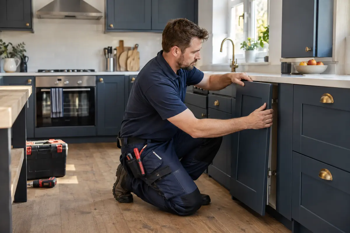 Kitchens professional carrying out work in a home