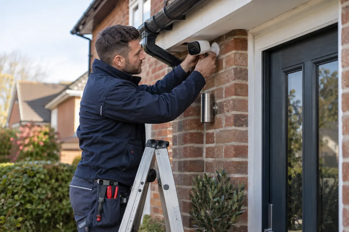 Home Security professional carrying out work in a home